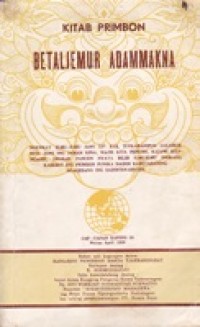 Kitab Primbon. Bental Jemur Adammakna
